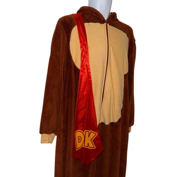 Donkey Kong Unionsuit Pajamas PJs Mens S Fleece Halloween Costume Brown - Picture 3 of 11